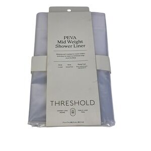 Threshold PEVA Mid Weight Shower Liner Clear Rust‎ Resistant Grommets 71x71